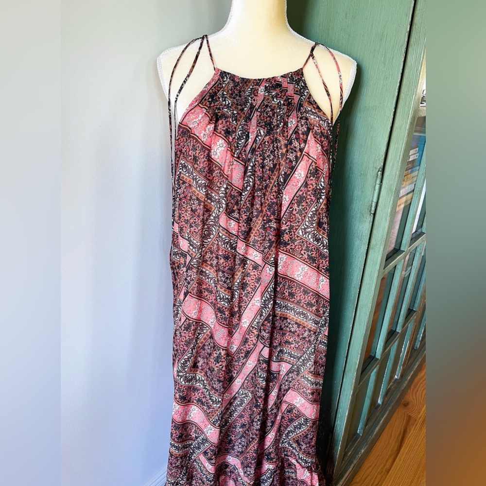 NSR boho maxi dress orange black one size